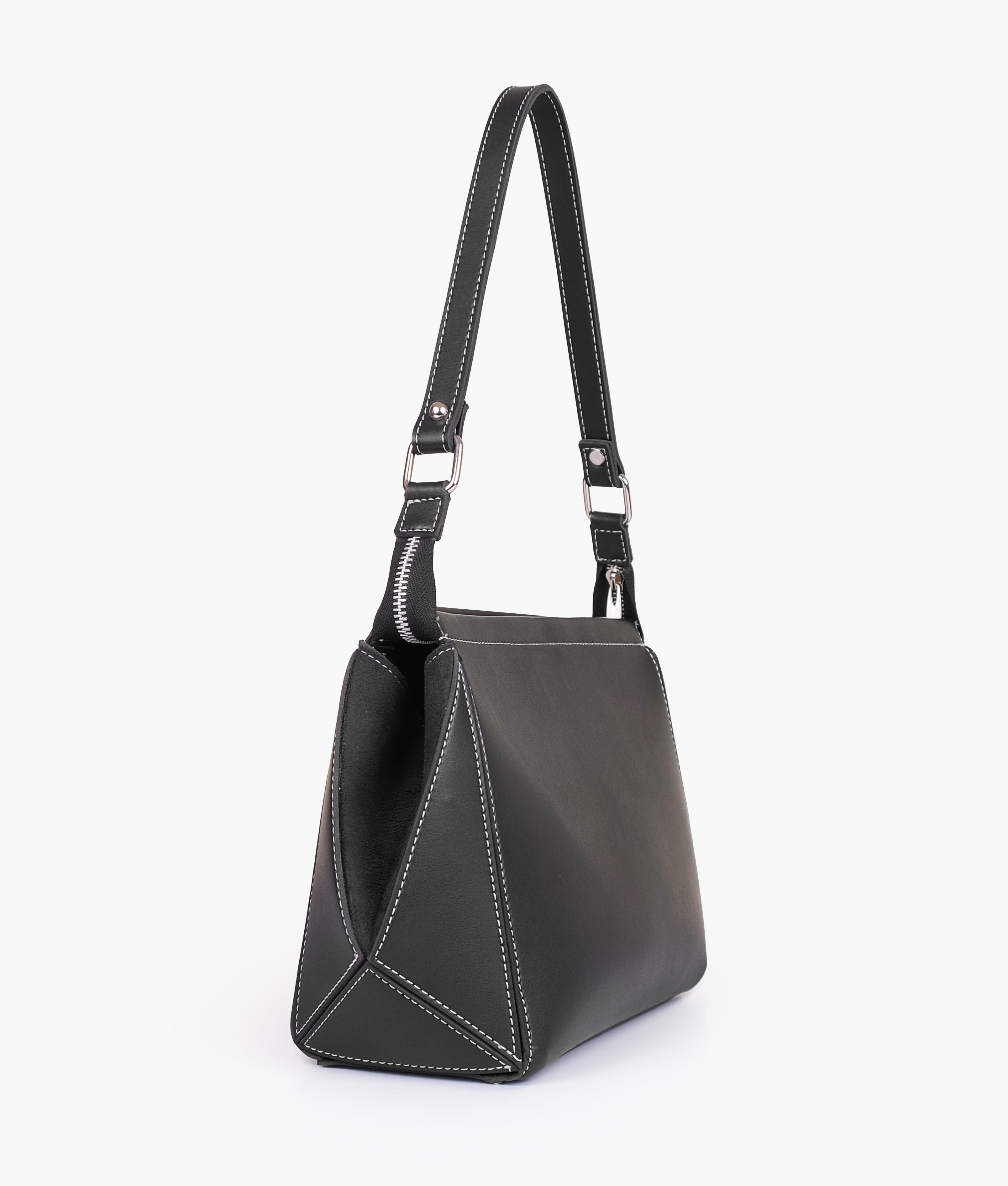 RTW Creation - Black suede trio twist handbag