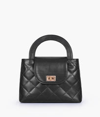 RTW Creation - Black flap quilted bag with top handle