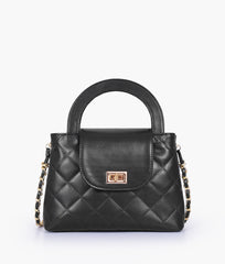 RTW Creation - Black flap quilted bag with top handle