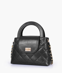 RTW Creation - Black flap quilted bag with top handle