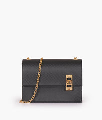 RTW Creation - Black weaved chain shoulder bag with twist lock