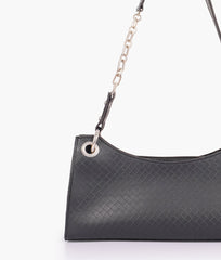RTW Creation - Black weaved elongated chain handle purse