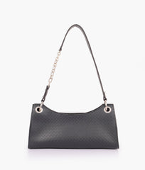 RTW Creation - Black weaved elongated chain handle purse