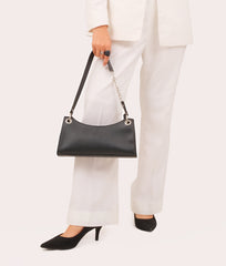 RTW Creation - Black weaved elongated chain handle purse