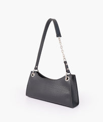 RTW Creation - Black weaved elongated chain handle purse