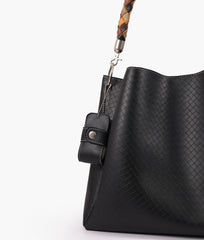 RTW Creation - Black weaved handbag with braided handle