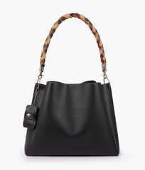 RTW Creation - Black weaved handbag with braided handle