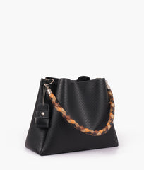 RTW Creation - Black weaved handbag with braided handle