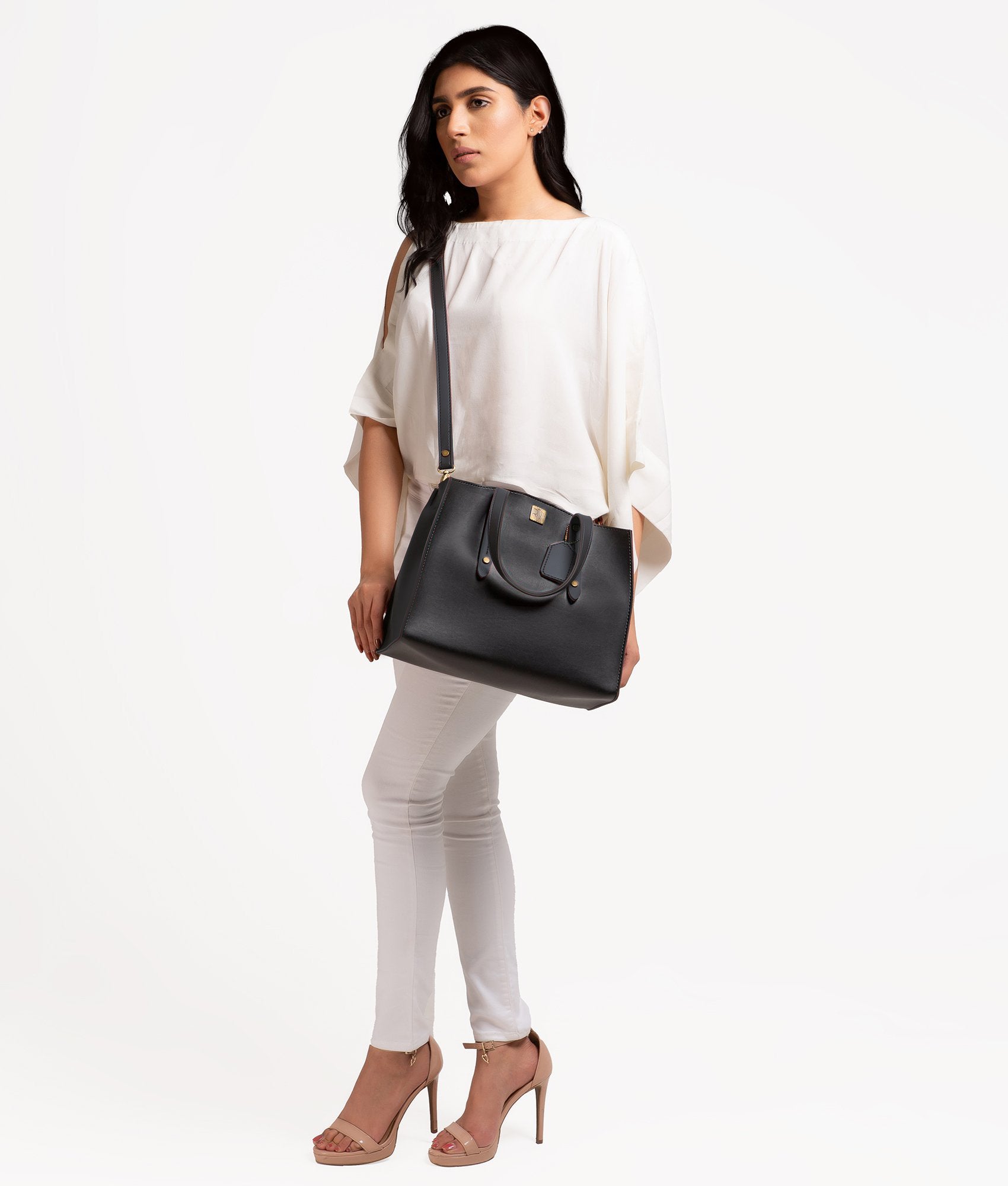 RTW Creation - Black multi compartment satchel bag