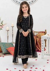 Modest Girls 3 Piece Black Crinkle Embroidered Suit Suit-11370-Blk