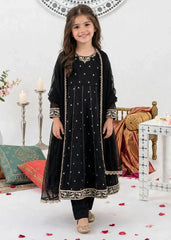 Modest Girls 3 Piece Black Crinkle Embroidered Suit Suit-11370-Blk