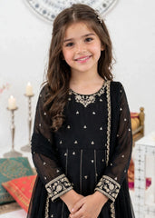 Modest Girls 3 Piece Black Crinkle Embroidered Suit Suit-11370-Blk