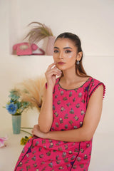 Gulbahar By Arha Eman Stitched Summer Suit-Blossom â€“ Pink Sleeveless Co ord