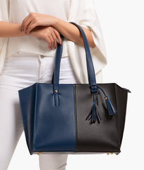RTW Creation - Blue and black over the shoulder tote bag