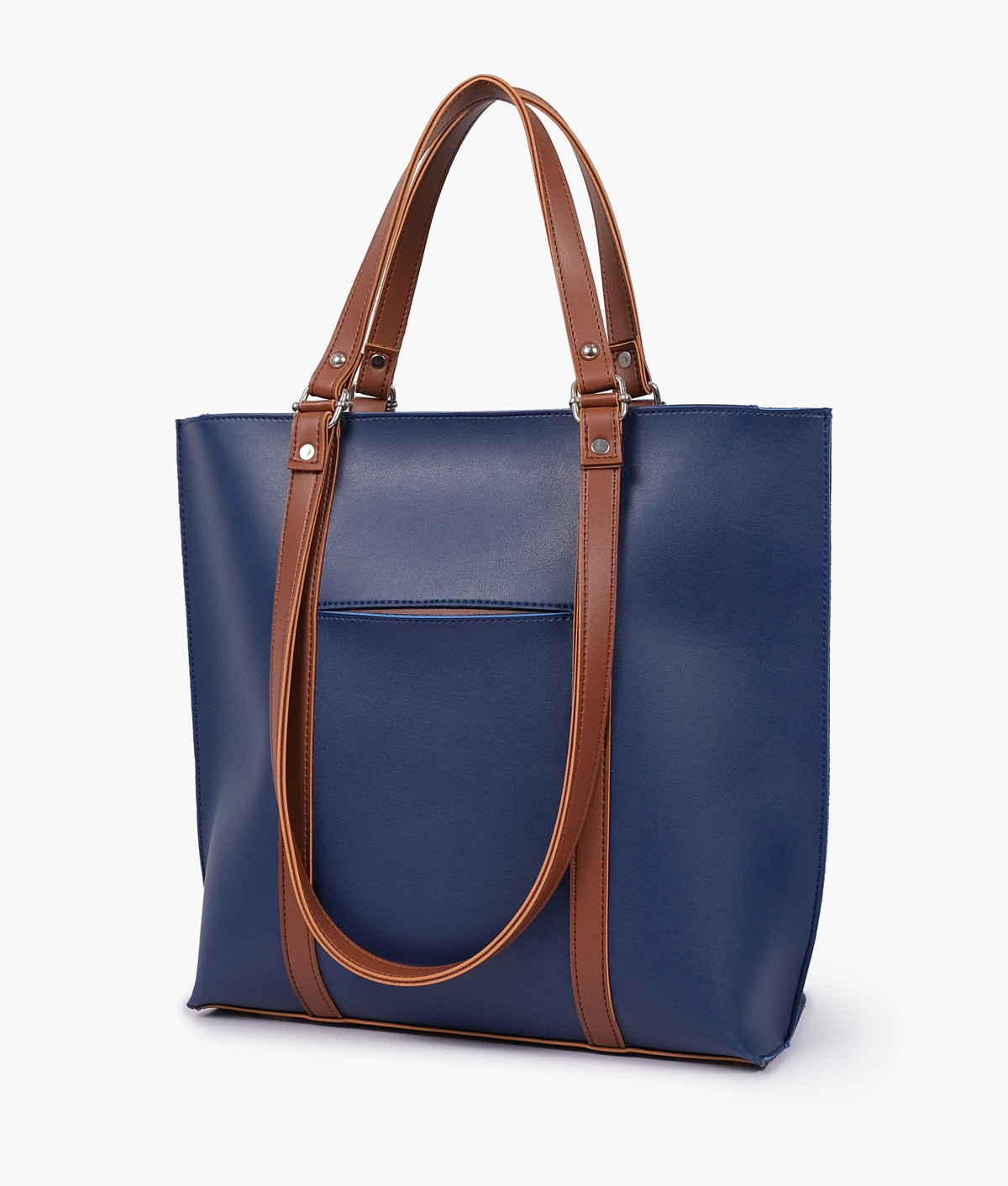 RTW Creation - Blue and brown double-handle tote bag