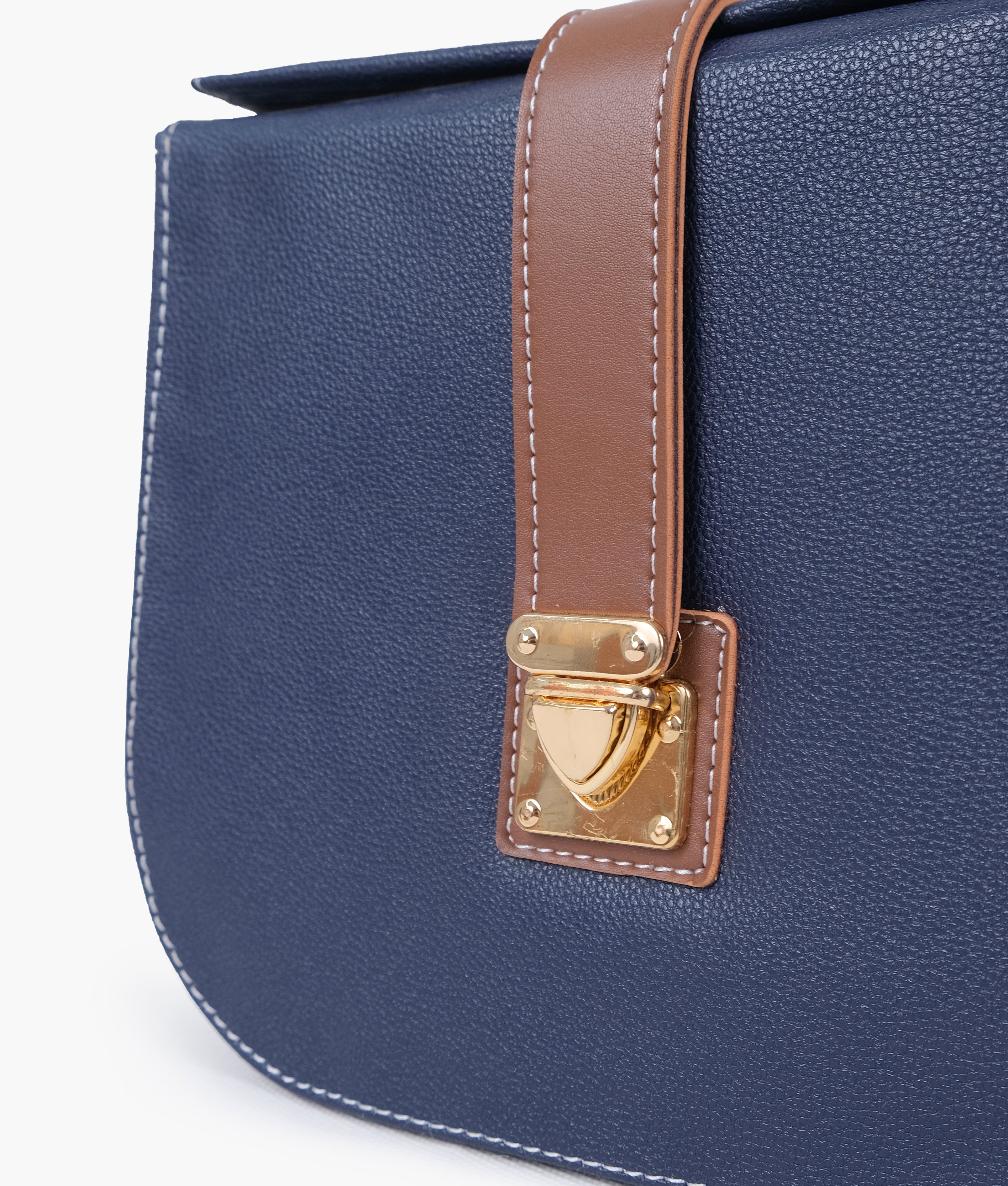 RTW Creation - Blue and brown push-lock saddle bag