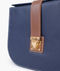 RTW Creation - Blue and brown push-lock saddle bag