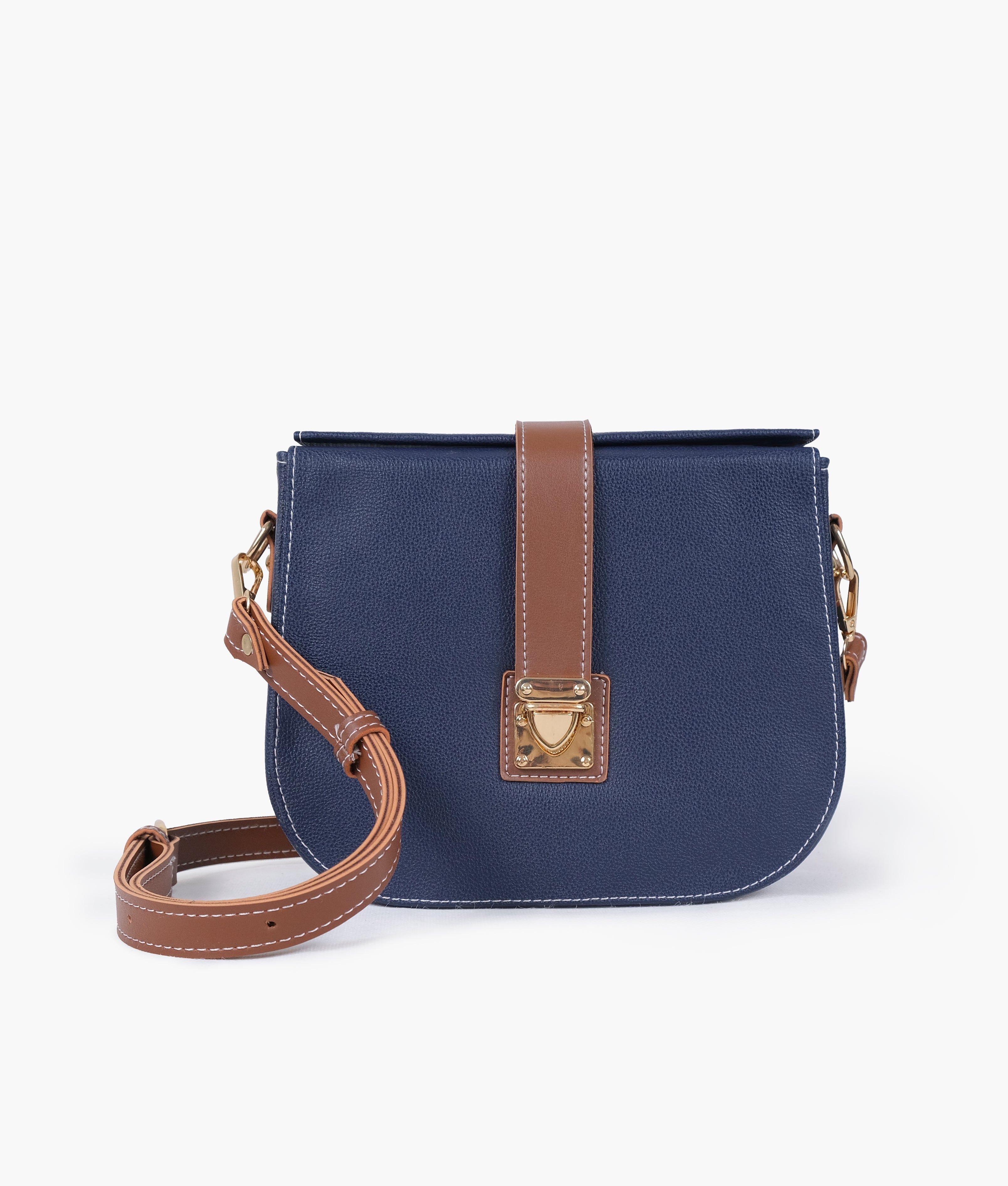 RTW Creation - Blue and brown push-lock saddle bag