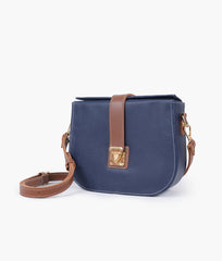 RTW Creation - Blue and brown push-lock saddle bag