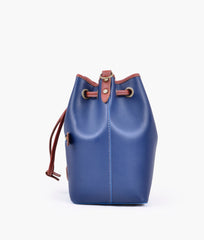 RTW Creation - Blue and rust bucket bag with zipper pocket