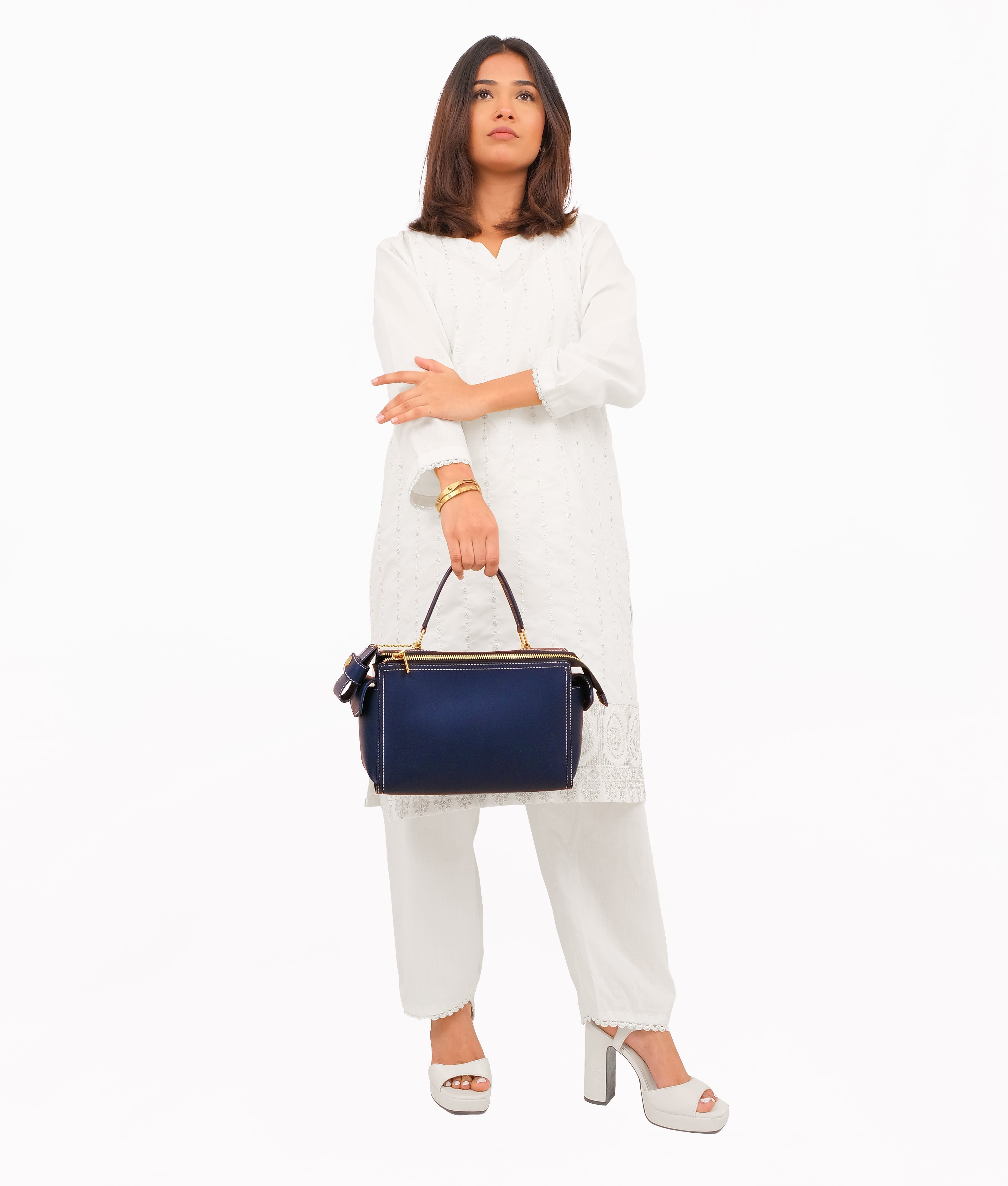 RTW Creation - Blue bowling bag with top-handle