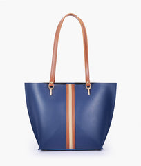 RTW Creation - Blue centre-stripe tote bag