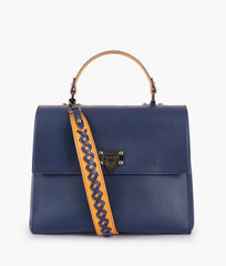 RTW Creation - Blue flap-over top-handle bag
