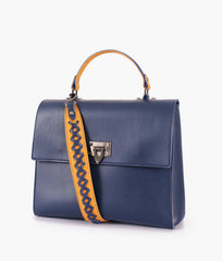 RTW Creation - Blue flap-over top-handle bag