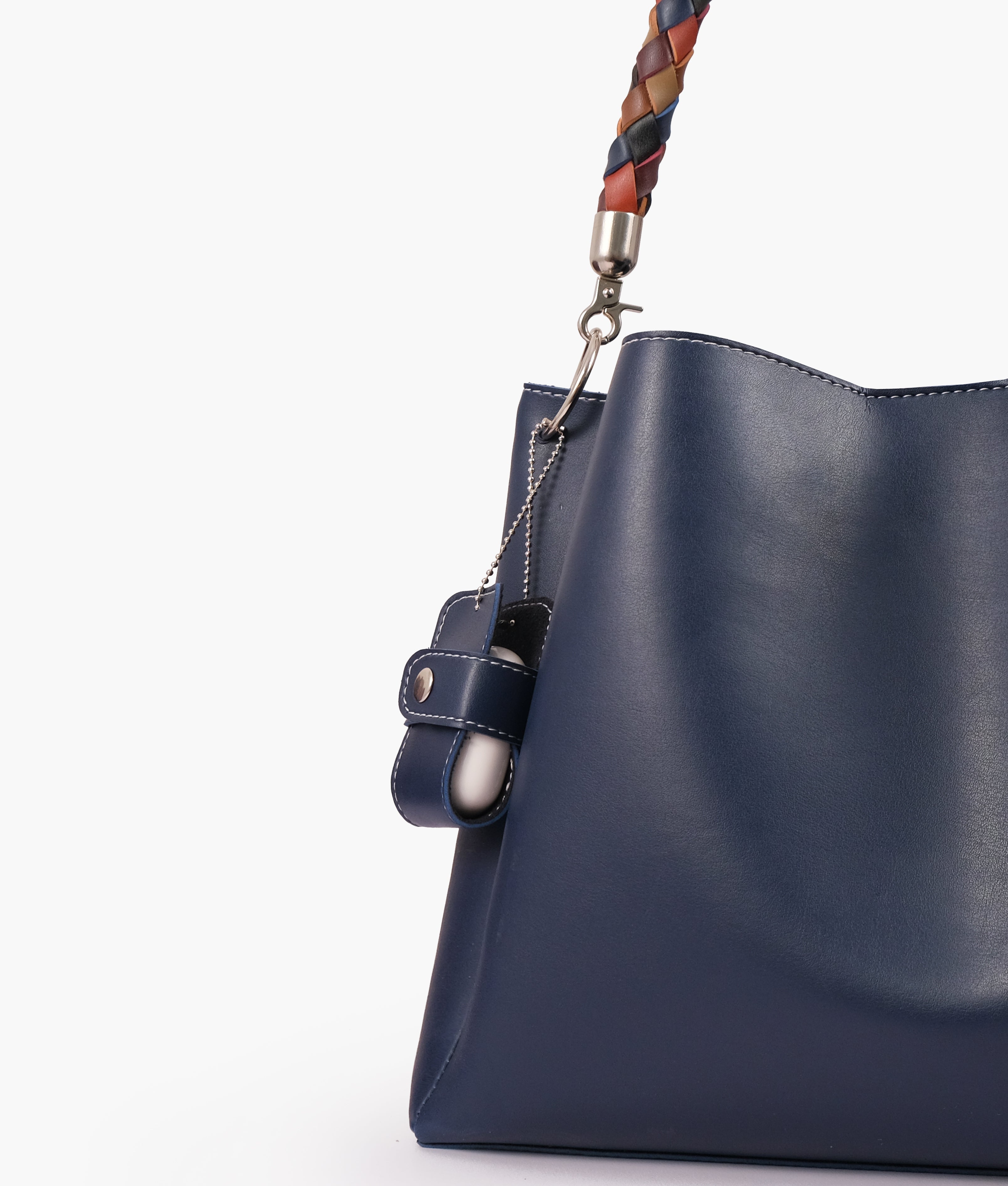 RTW Creation - Blue handbag with braided handle
