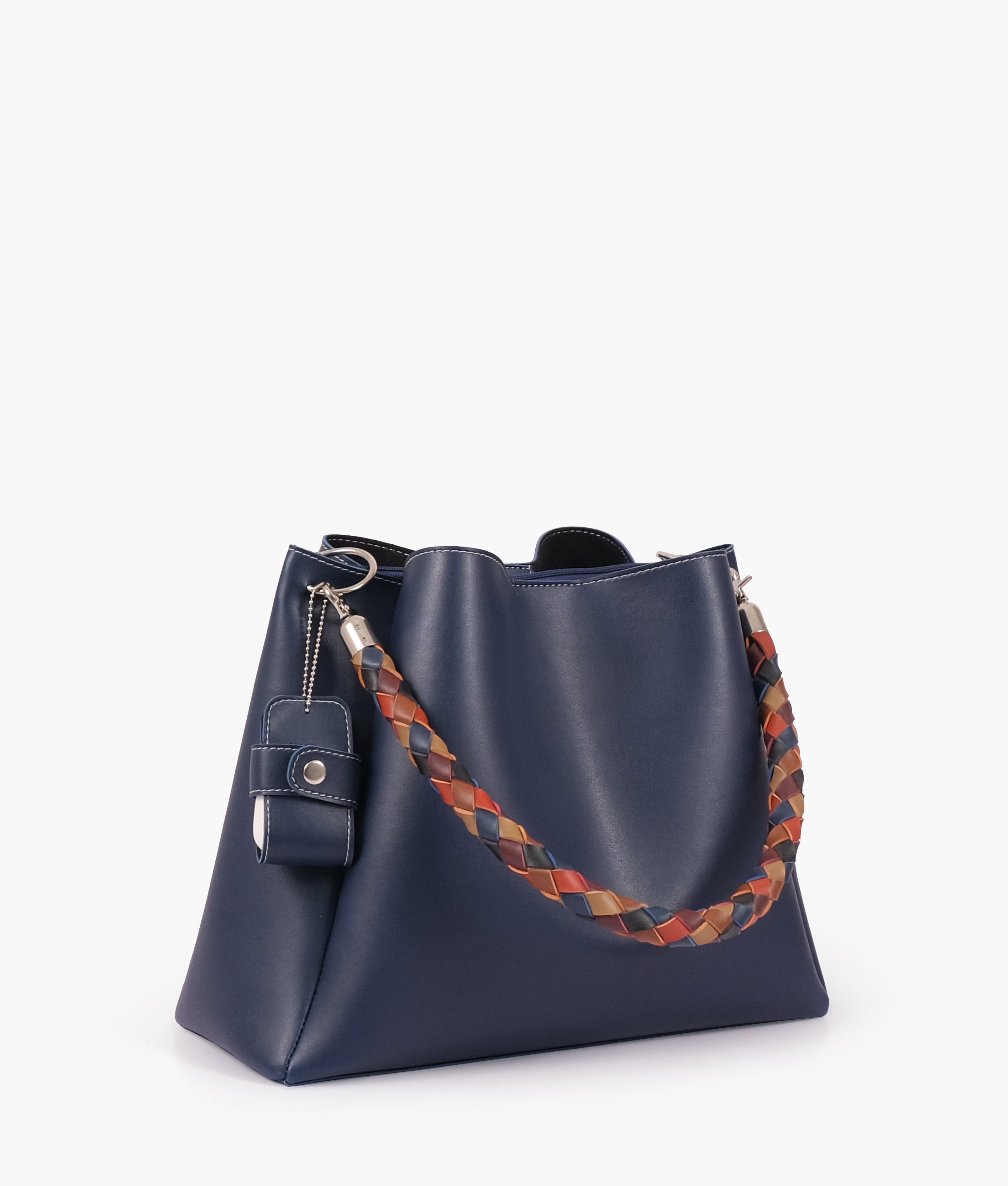 RTW Creation - Blue handbag with braided handle