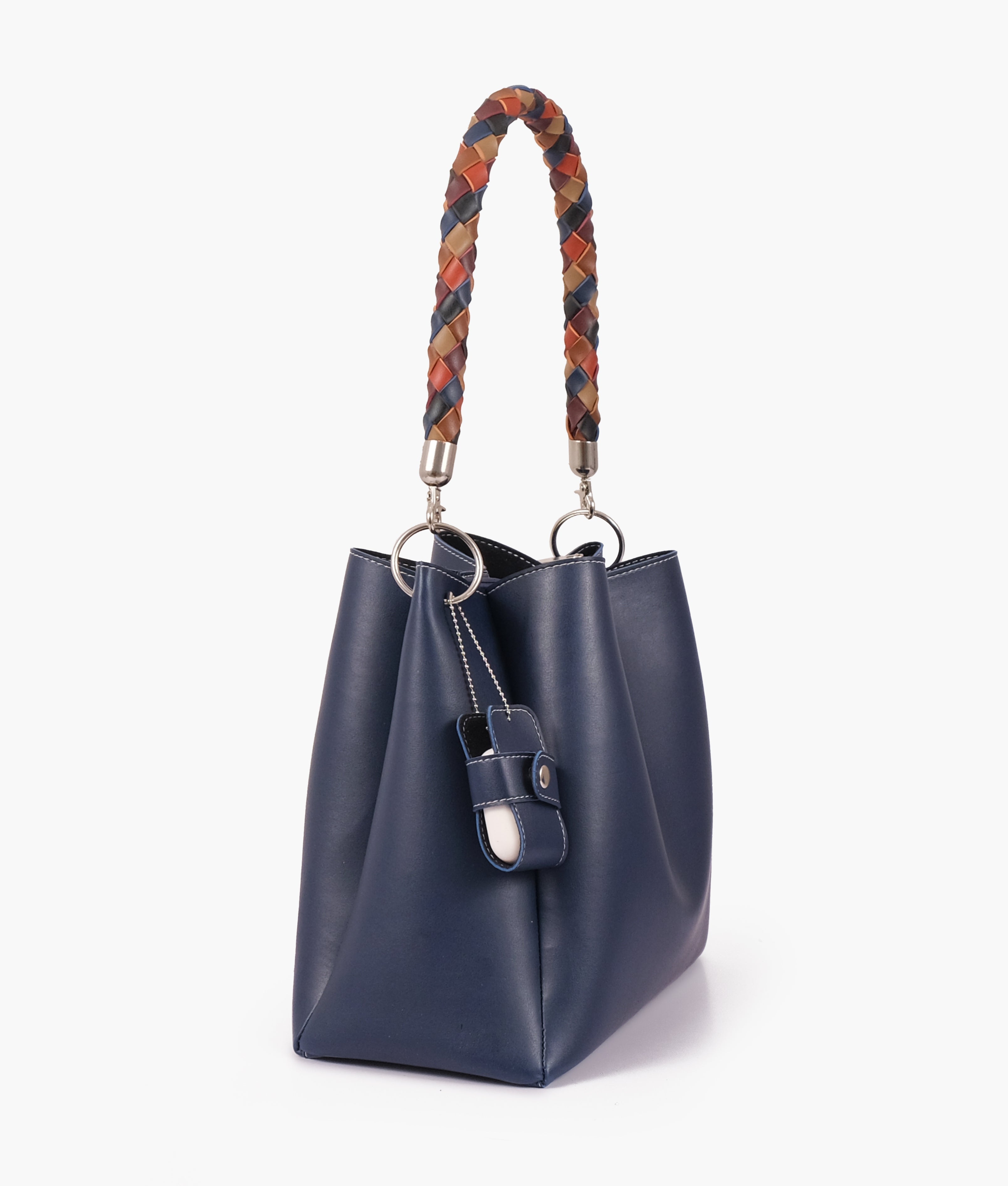 RTW Creation - Blue handbag with braided handle