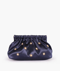 RTW Creation - Blue snap closure clutch with chain handle