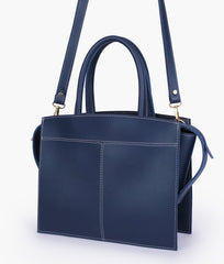RTW Creation - Blue trapeze top-handle bag