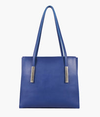 RTW Creation - Blue zipper shoulder bag with long handle