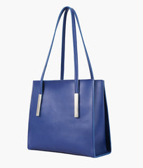 RTW Creation - Blue zipper shoulder bag with long handle
