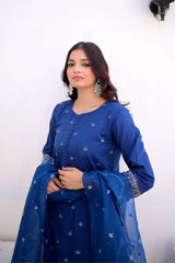 Midway Arts Stitched Co Ords Suit-Azure