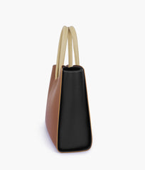 RTW Creation - Brown and black tote bag with multiple compartments