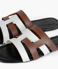 RTW Creation - Brown and white color-blocking flats