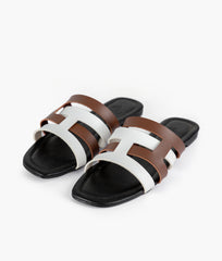 RTW Creation - Brown and white color-blocking flats