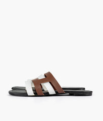 RTW Creation - Brown and white color-blocking flats