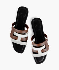 RTW Creation - Brown and white color-blocking flats