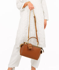 RTW Creation - Brown bowling bag with top-handle