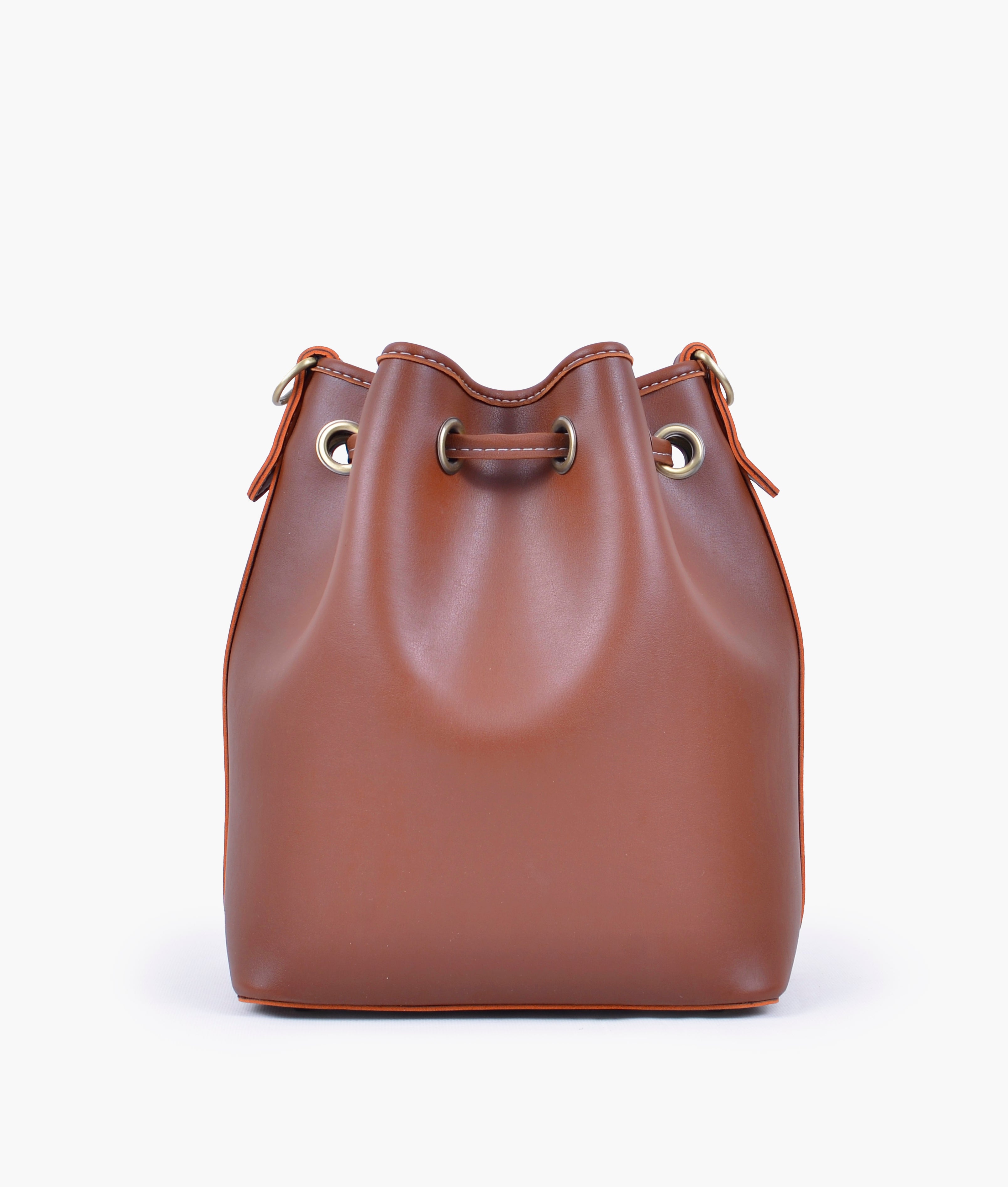 RTW Creation - Brown bucket bag with zipper pocket