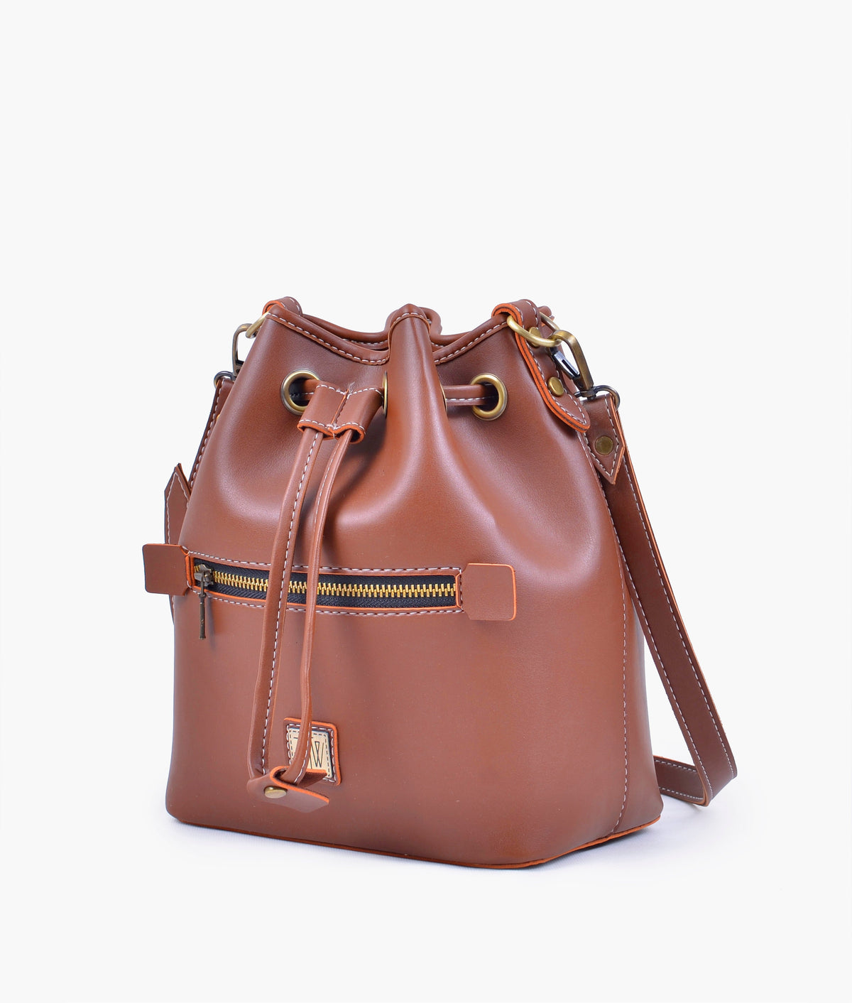 RTW Creation - Brown bucket bag with zipper pocket