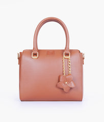 RTW Creation - Brown handbag with flower charm