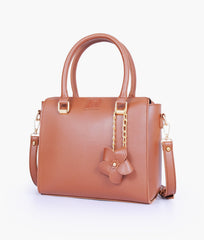 RTW Creation - Brown handbag with flower charm