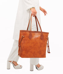 RTW Creation - Brown crocodile neverfull tote bag