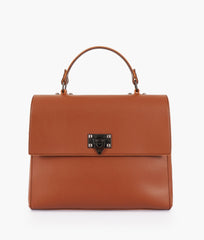 RTW Creation - Brown flap-over top-handle bag