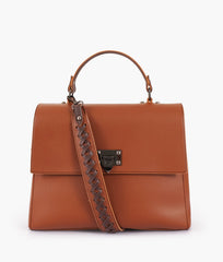 RTW Creation - Brown flap-over top-handle bag