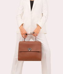 RTW Creation - Brown flap-over top-handle bag